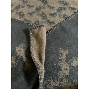 Coach Wool Throw Blanket Carriages No 23278-36862, 68x52” Reversible Brown Beige
